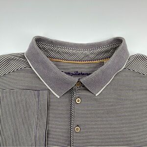 Tommy Bahama Black and White Striped Polo Shirt